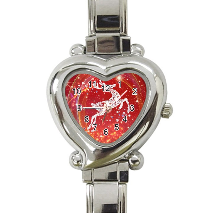 Background Reindeer Christmas Heart Italian Charm Watch