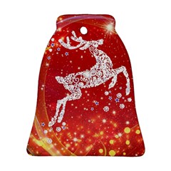 Background Reindeer Christmas Bell Ornament (two Sides) by Nexatart