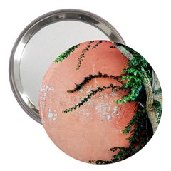 Background Stone Wall Pink Tree 3  Handbag Mirrors