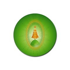 Beautiful Christmas Tree Design Rubber Round Coaster (4 Pack)  by Nexatart