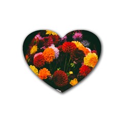 Beautifull Flowers Rubber Coaster (heart)  by Nexatart