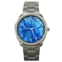 Background Tissu Fleur Bleu Sport Metal Watch by Nexatart