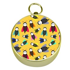 Bees Animal Pattern Gold Compasses