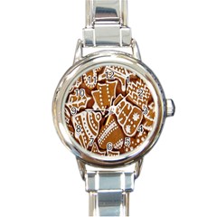 Biscuit Brown Christmas Cookie Round Italian Charm Watch by Nexatart