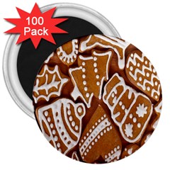 Biscuit Brown Christmas Cookie 3  Magnets (100 Pack) by Nexatart