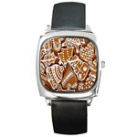 Biscuit Brown Christmas Cookie Square Metal Watch Front