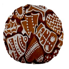 Biscuit Brown Christmas Cookie Large 18  Premium Round Cushions