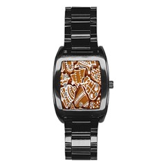 Biscuit Brown Christmas Cookie Stainless Steel Barrel Watch by Nexatart