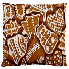 Biscuit Brown Christmas Cookie Large Flano Cushion Case (one Side)