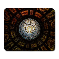 Black And Borwn Stained Glass Dome Roof Large Mousepads by Nexatart