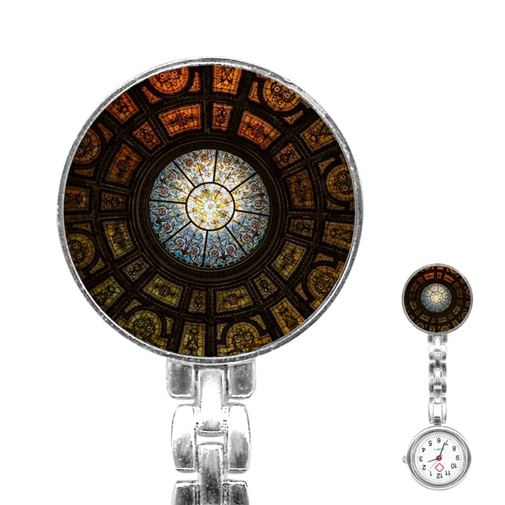 Black And Borwn Stained Glass Dome Roof Stainless Steel Nurses Watch