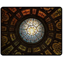 Black And Borwn Stained Glass Dome Roof Double Sided Fleece Blanket (medium)  by Nexatart