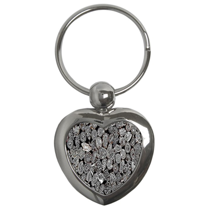 Black And White Art Pattern Historical Key Chains (Heart) 