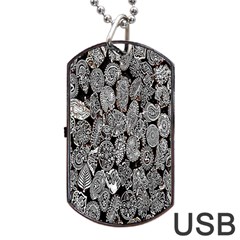 Black And White Art Pattern Historical Dog Tag Usb Flash (one Side) by Nexatart