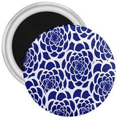 Blue And White Flower Background 3  Magnets by Nexatart