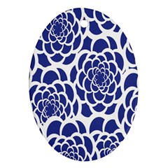 Blue And White Flower Background Ornament (oval) by Nexatart