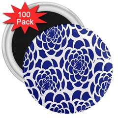 Blue And White Flower Background 3  Magnets (100 Pack) by Nexatart