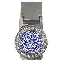 Blue And White Flower Background Money Clips (cz)  by Nexatart