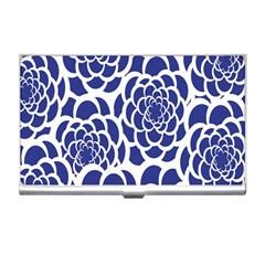 Blue And White Flower Background Business Card Holders by Nexatart