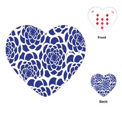 Blue And White Flower Background Playing Cards (heart)  by Nexatart
