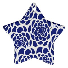 Blue And White Flower Background Star Ornament (two Sides)