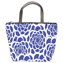 Blue And White Flower Background Bucket Bags by Nexatart