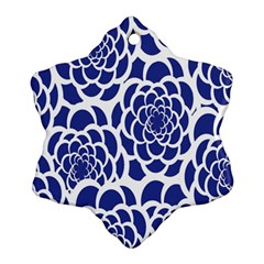 Blue And White Flower Background Ornament (snowflake) by Nexatart