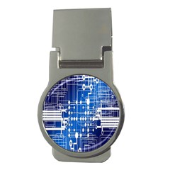 Board Circuits Trace Control Center Money Clips (round)  by Nexatart