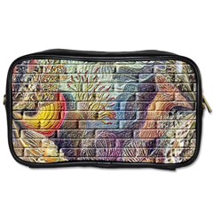 Brick Of Walls With Color Patterns Toiletries Bags 2-side by Nexatart