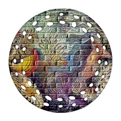 Brick Of Walls With Color Patterns Round Filigree Ornament (two Sides) by Nexatart