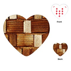 Brown Wall Tile Design Texture Pattern Playing Cards (heart) 