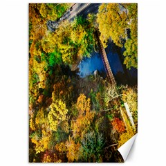 Bridge River Forest Trees Autumn Canvas 12  X 18  