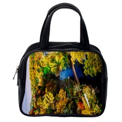 Bridge River Forest Trees Autumn Classic Handbags (one Side) by Nexatart