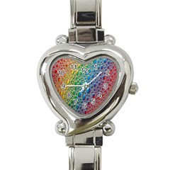 Bubbles Rainbow Colourful Colors Heart Italian Charm Watch by Nexatart