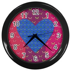 Butterfly Heart Pattern Wall Clocks (black)