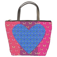 Butterfly Heart Pattern Bucket Bags by Nexatart