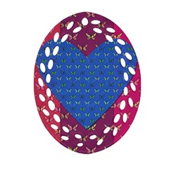 Butterfly Heart Pattern Ornament (oval Filigree) by Nexatart