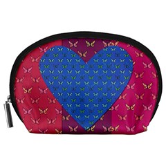 Butterfly Heart Pattern Accessory Pouches (large)  by Nexatart
