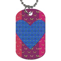Butterfly Heart Pattern Dog Tag (two Sides) by Nexatart