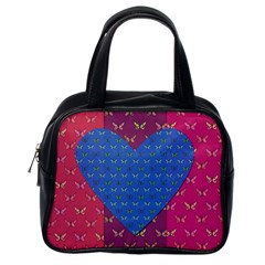 Butterfly Heart Pattern Classic Handbags (one Side) by Nexatart