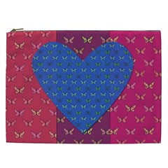 Butterfly Heart Pattern Cosmetic Bag (xxl)  by Nexatart