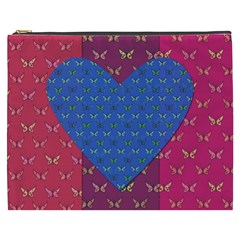 Butterfly Heart Pattern Cosmetic Bag (xxxl)  by Nexatart