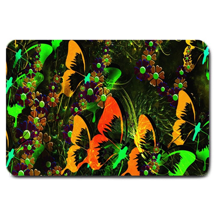 Butterfly Abstract Flowers Large Doormat 