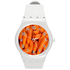 Carrots Vegetables Market Round Plastic Sport Watch (m) by Nexatart