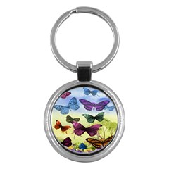 Butterfly Painting Art Graphic Key Chains (round)  by Nexatart