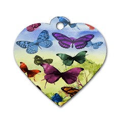 Butterfly Painting Art Graphic Dog Tag Heart (one Side) by Nexatart