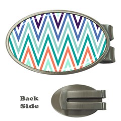 Chevrons Colourful Background Money Clips (oval)  by Nexatart