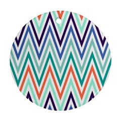 Chevrons Colourful Background Round Ornament (two Sides)