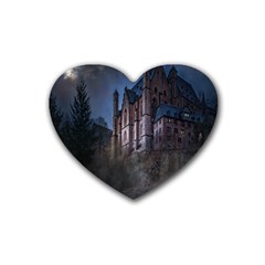 Castle Mystical Mood Moonlight Rubber Coaster (heart) 