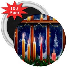 Christmas Lighting Candles 3  Magnets (100 Pack) by Nexatart